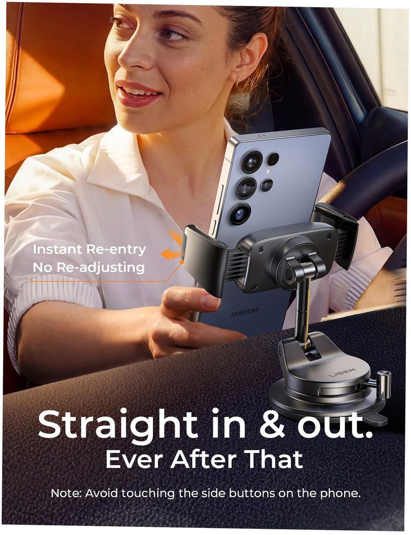LISEN Suction Phone Mount for Car, [Ultra Suction & 95% Cases Friendly] Car Phone Holder Mount Vacuum Dashboard Phone Holder, Car Cell Phone Holder for iPhone 17 16 15 14 Pro Max Air Galaxy S26 S25