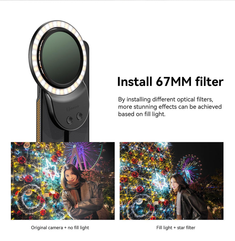 Phone Light, Selfie Light Magnetic, Video Light Compatible with iPhone Android, Tablet, Camera, Laptop Camera Photography, 3 Adjustable Light Modes, Beauty Selfie Ring Light - Black