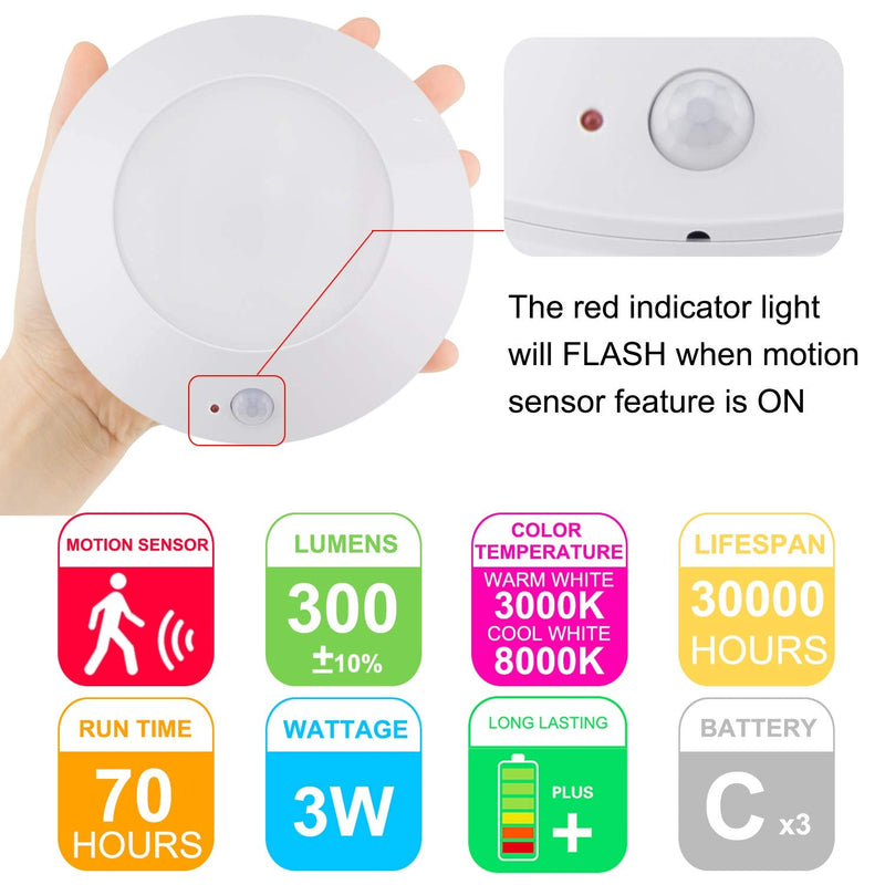 BIGMONAT Battery Operated Shower Light with Motion Sensor Wireless Ceiling Light RF Remote Controlled Through Walls|Brightness Dimmable and Timer Setting Indoor Lighting,Wireless Shower Light 5 Inches Motion+Remote