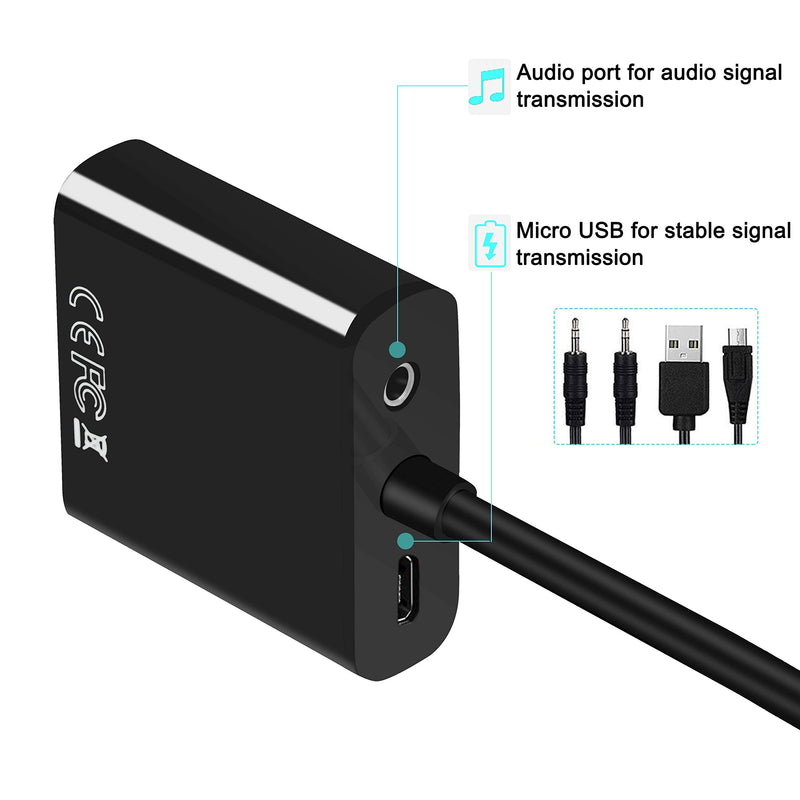 [AUSTRALIA] - avedio links HDMI to VGA Adapter, Active HDMI to VGA Converter (Female to Female) with audio, Support HD 1080P@60Hz, TV Stick, Raspberry Pi, Laptop, Chromebook, Roku, Xbox (3.5mm Audio Cable Included) 