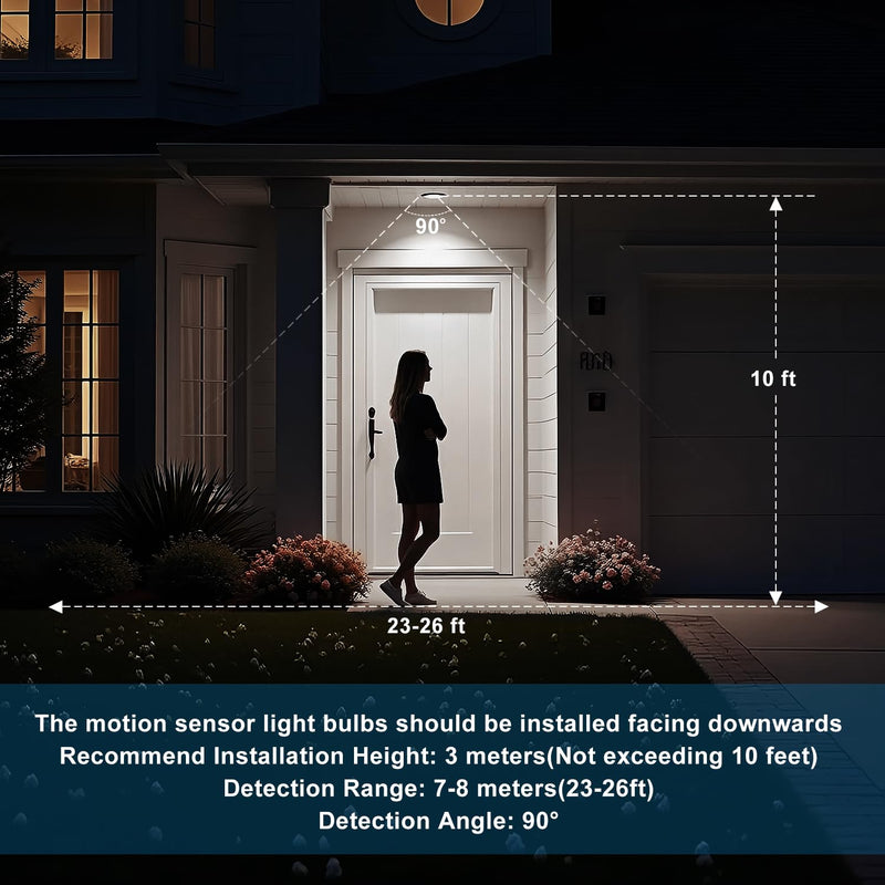 [AUSTRALIA] - Motion Sensor Light Bulbs, Dusk to Dawn Motion Activated Security Lights, 12W BR30 Motion Detector Led Bulb, 100 Watt Equivalent, E26 6000K Daylight, Suitable for Indoor/Outdoor, (4 Pack) LY-BR30H001 