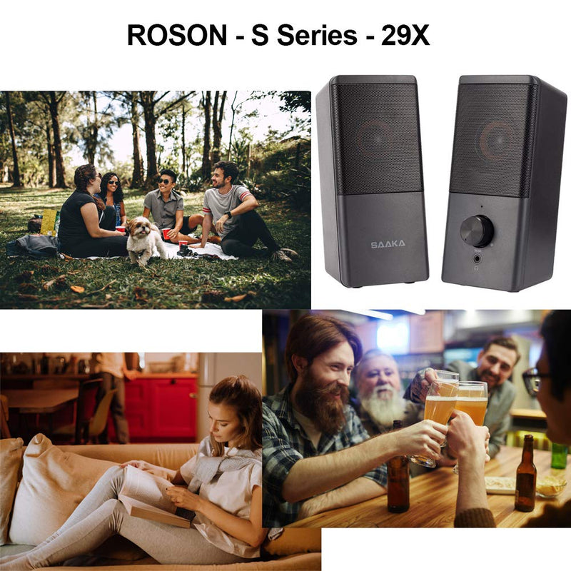 Computer Speaker, Compact Size Speaker with Headphone Jack, Enhanced Bass and Volume Control, Stereo 2.0 USB Powered 3.5mm Aux Multimedia Speakers for Laptop/Desktop/Tablets/Phone