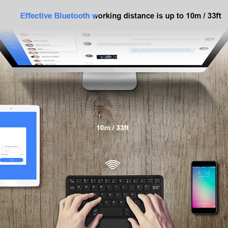 Sanpyl Ultra‑Slim Wireless Keyboard, Mini 59 Keys Bluetooth Keyboard with Touchpad and 280mAh Battery Capacity for Tablet/Phone/Notebook/Desktop/Laptop