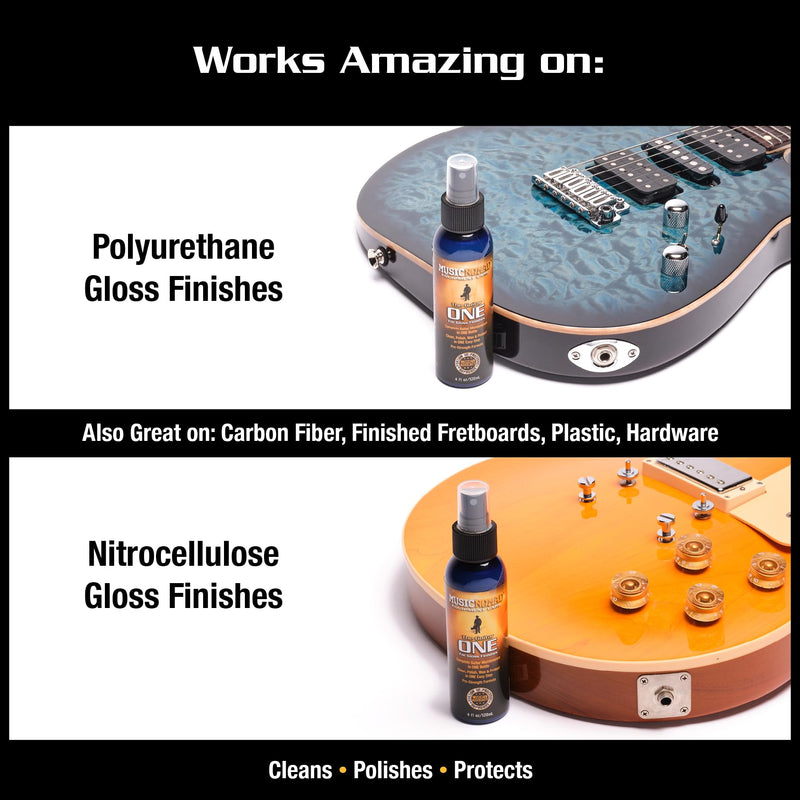 MusicNomad Guitar ONE All-in-1 Cleaner, Polish, and Wax and Microfiber Polishing Cloth Cleaning Kit (MN297)