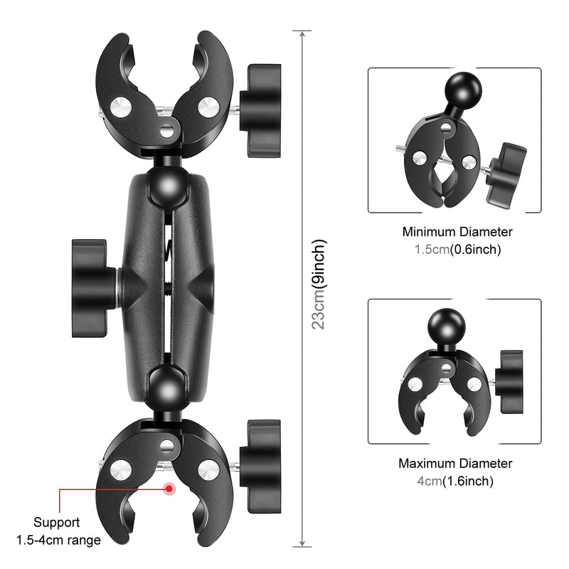 [AUSTRALIA] - Super Clamp Dualheads Crab Clamp, Action Camera Mount Crab Plier Clip Bracket Magic Arm 360 Rotation Double Ball Head Umbrella Mount for Motorcycle/Cross Bars/Photography Light Stand/Photo Boom Stand 