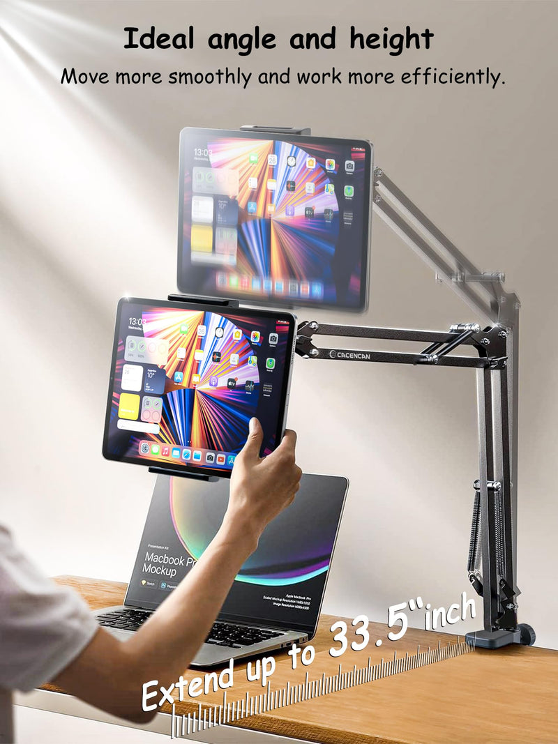 Foldable Tablet Stand, Tablet Mount Adjustable for Bed,Universal Flexible Tablet Holder with 360 Degree Rotation for iPad/iPhoneX/iPad Pro/N-Switch,or Other 4.5~13.5 Inches Devices (Black) Black
