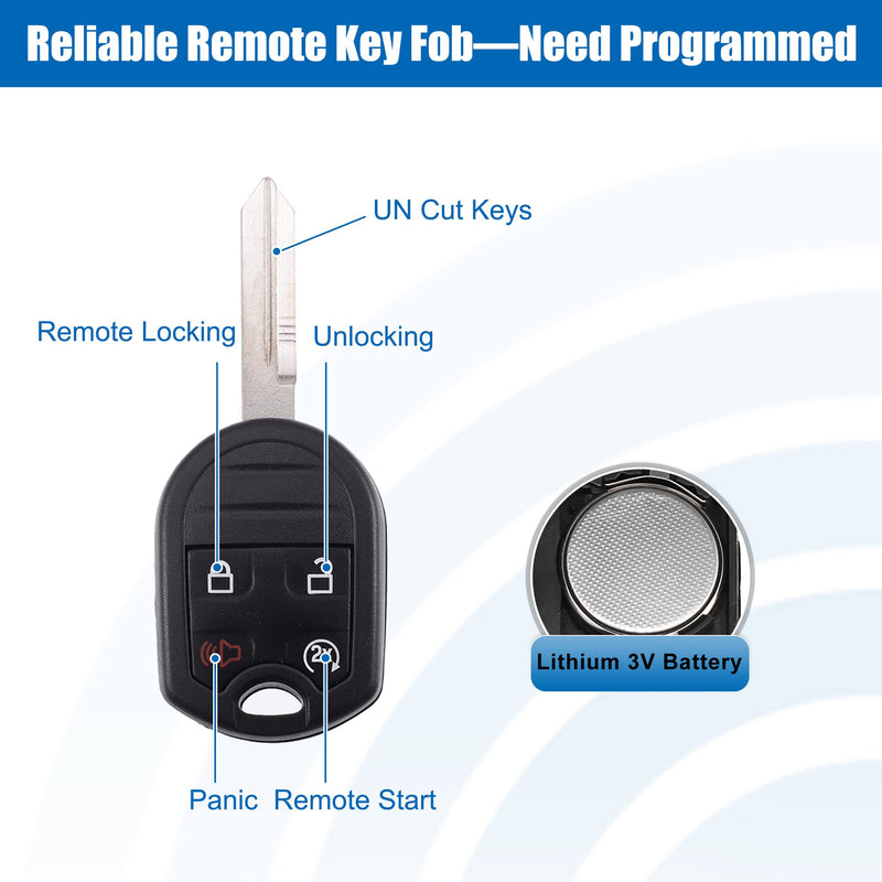 ACROPIX Car Auto Remote Start System Kit Fit for Ford F150 Edge with 2 Remote Key Fob and Antenna Jumper Wire BC3Z-19G364-A - Pack of 3 Black