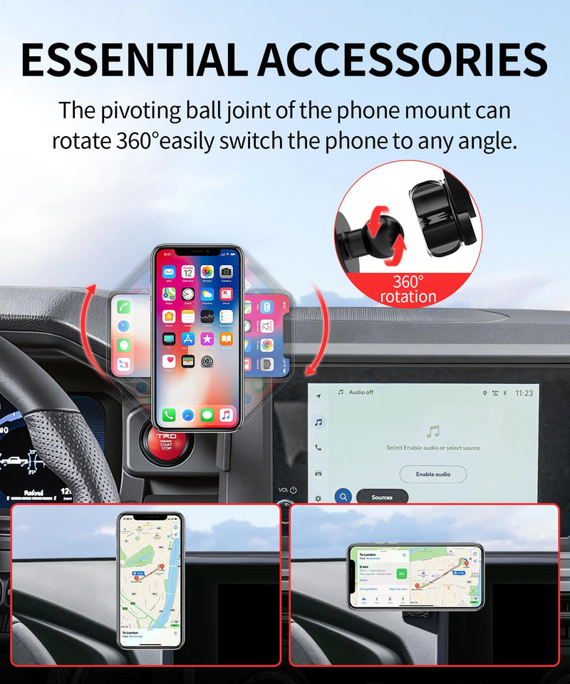 Car Phone Holder for Toyota Tacoma 2024-2026/ 4Runner 2025-2026, 8" Screen | Magsafe Accessories Magnetic Cell Phone Mount Clip Compatible with iPhone, 3D fit Stable Dashboard Navigation Bracket Stand