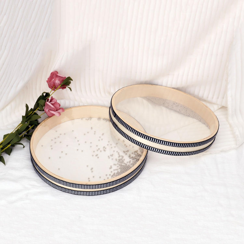 2 PCS Wave Bead Ocean Drum, 10 Inch Percussion Wave Drum, Authentic Sea Sound Drum, Shell Ocean Sound Drum for Sound Healing, Home Supplies