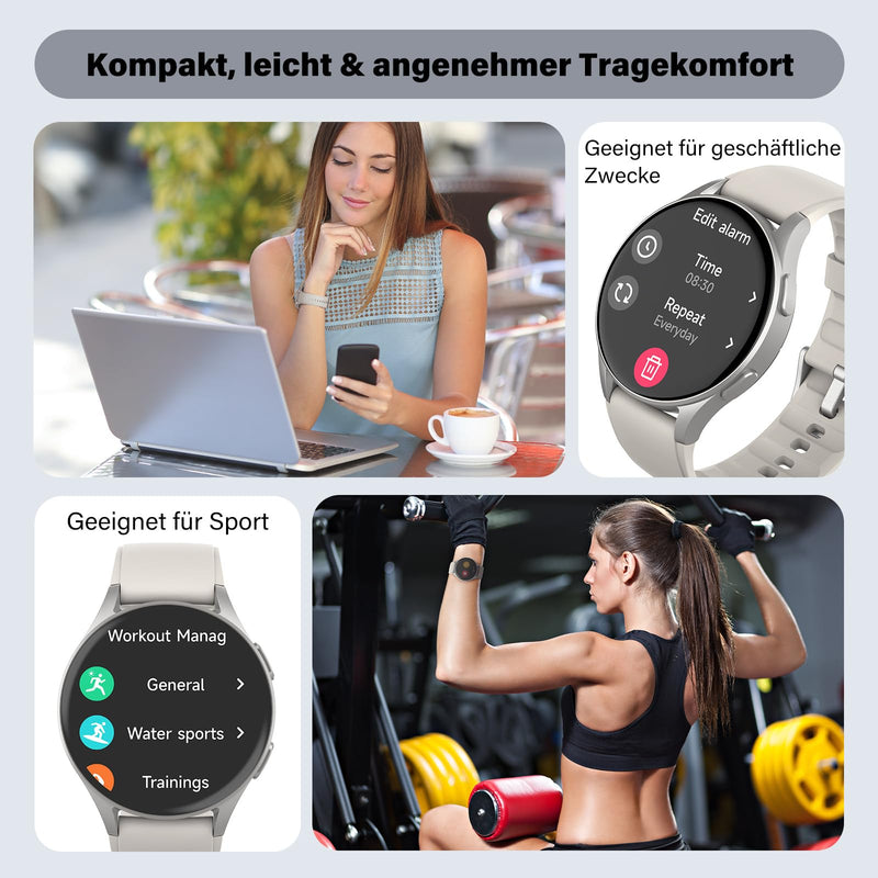 Smart Watch for Women, Built-in Alexa, GPS, HRV, VO2 Max, Blood Oxygen, Sleep & Stress Monitor, BT Calling, Compass, Altimeter, 1.32" AMOLED, Fitness & Women’s Health, Waterproof, iPhone Compatible Starlight Gray 43mm case