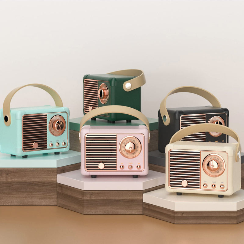 [AUSTRALIA] - Retro Bluetooth Speaker, Portable Bluetooth Wireless Speaker, Hands-Free Call,400mA Battery,TF Card,Aux Line, for iPhone Android, Retro Decor for Home Office Birthday Gift Ideas Pink Blush Pink 
