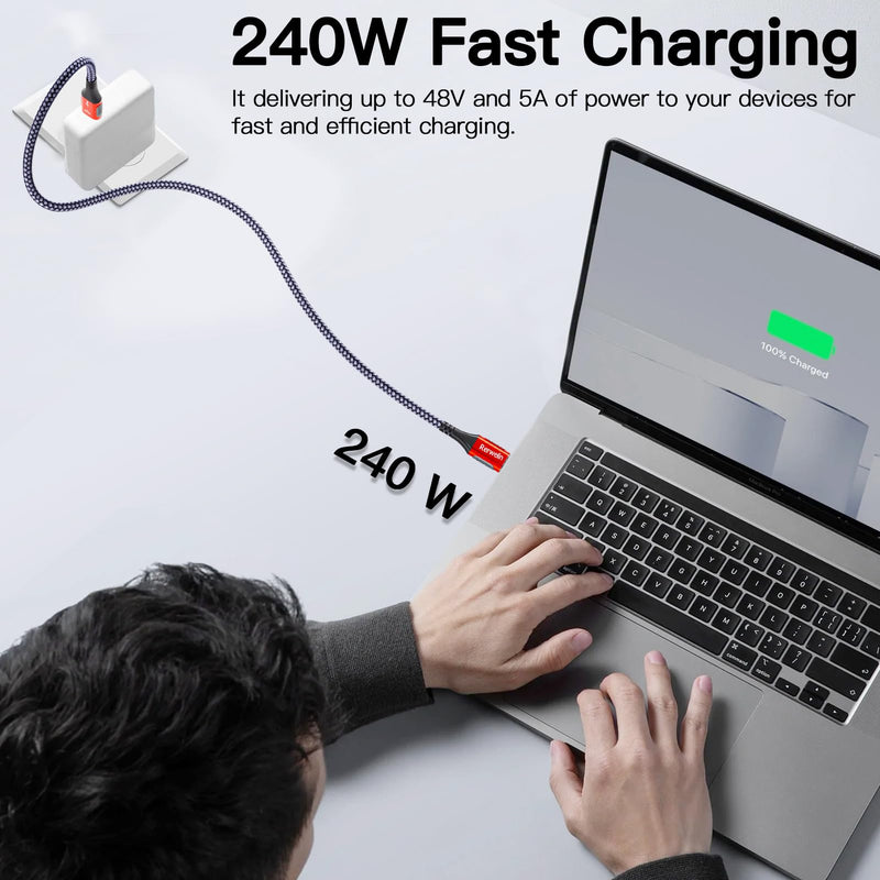2.6 FT for Thunderbolt 4 Cable 240W, 40Gbps USB 4 Cable with PD 3.1, 8K@60Hz, 4K@144Hz USB C Cable for iPhone 16/15, Thunderbolt 3, Docking, eGPU, SSD, Surface Pro, MacBook Pro 2.6FT