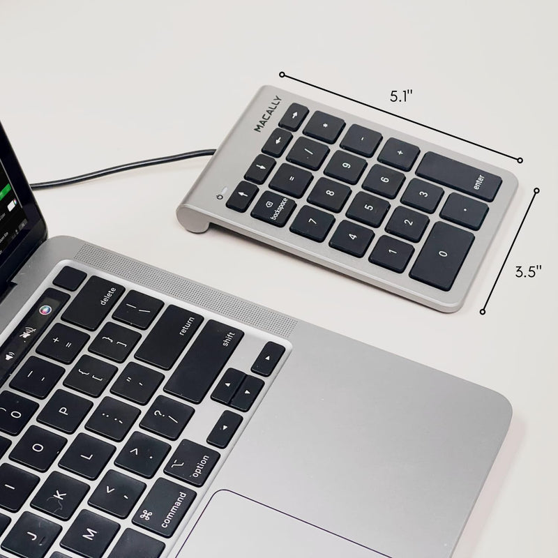 Macally Wired USB C Numeric Keypad for Mac - Work Better - Type C Number Pad for Macbook Pro/Air, iMac, and PC - USB C Wired Number Pad with 5ft Cable and Arrow Keys - 10 Key USB Keypad for Laptop Space Gray