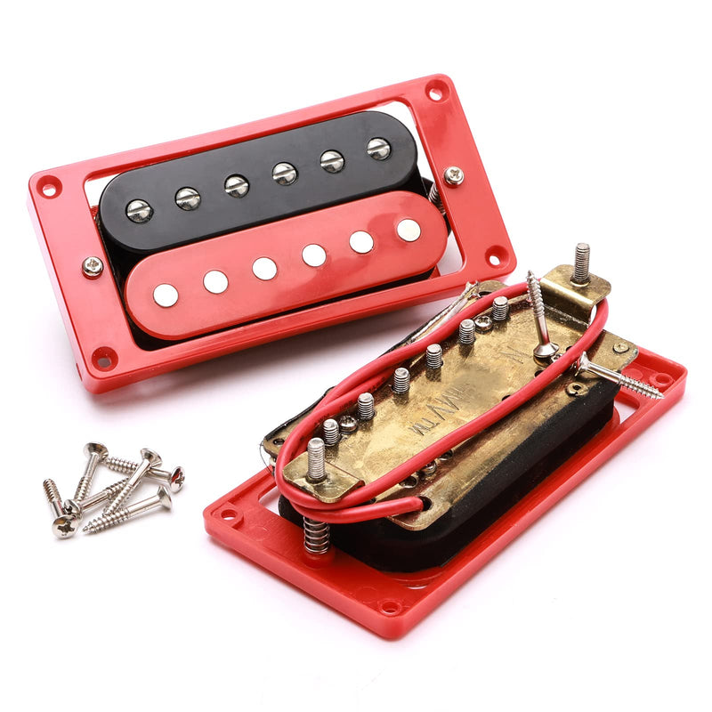 [AUSTRALIA] - Electric Guitar Pickups Humbucker Double Coil Pickup Guitar Neck Bridge Parts Replacement Set with String Winder and Screwdriver（2PCS, Black and Red） 