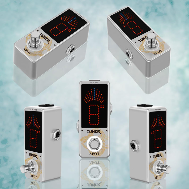 Tuner Pedal,Chromatic Guitar Tuner Pedal Fast and Accuate Tuner for High Precision ± 1 Cent with Pitch Indicator for Electric Guitar and Bass True Bypass White Tuner