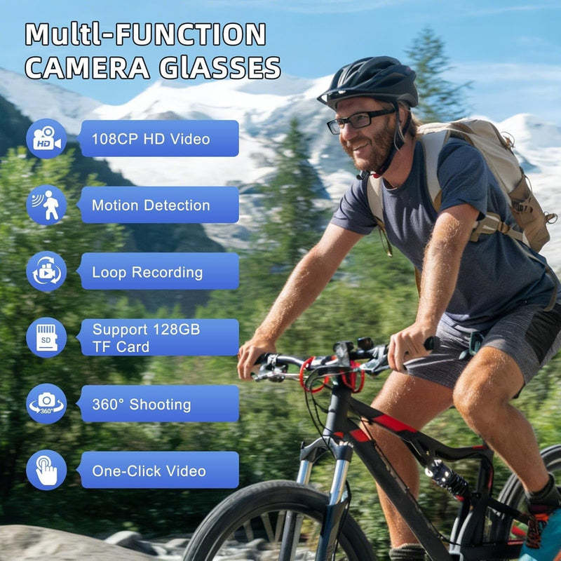 Camera Glasses – 1080P HD Video Recording Smart Glasses with Audio, Wearable POV Camera for Men Women, Hands-Free Recording for Sports Vlogging Outdoor, (32GB SD Card Included) 32 GB