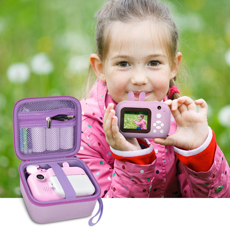 PAIYULE Kids Camera Case for Instant Cameras - Storage Holder Bag Compatible with Digital Video Cameras for Girls and Toddlers - Purple