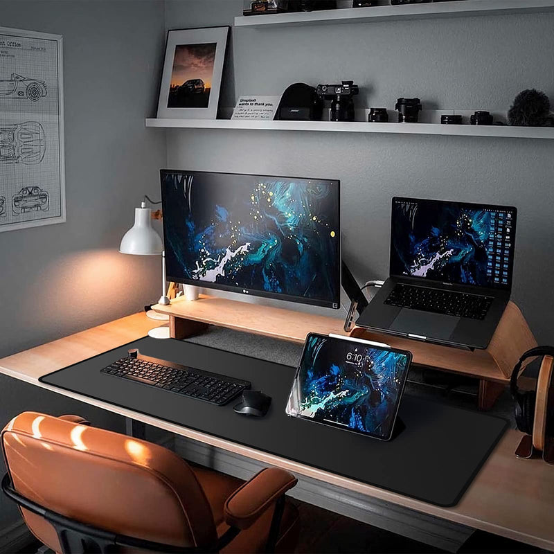 ETZ Large Gaming Mouse Pad 31.5 x 11.8 × 0.12 in,with Stitched Edges,Extended Mousepad,Durable Non-Slip Natural Rubber Base,Washable Keyboard Pad,Desk Pad for Gamer,Office & Home,Black Black