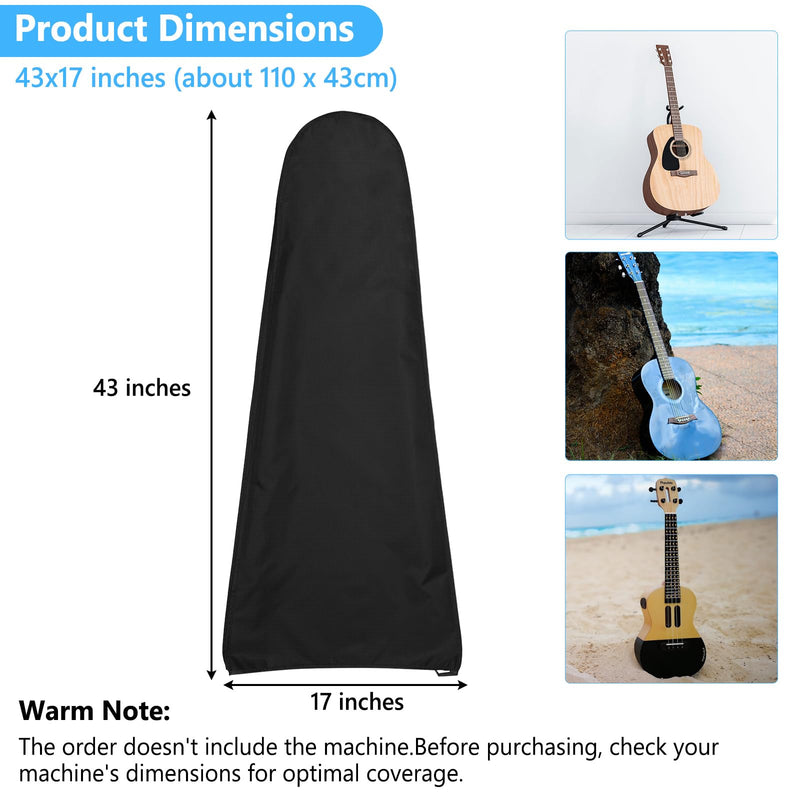 Guitar Dust Cover Protective and Storage for Acoustic Electric and Bass Guitars from Sun Dust Dirt UV Rays Moisture Water Resistant Oxford Fabrics 17"L x 5"W x 43"H Black 43 x 17 x 5 inches