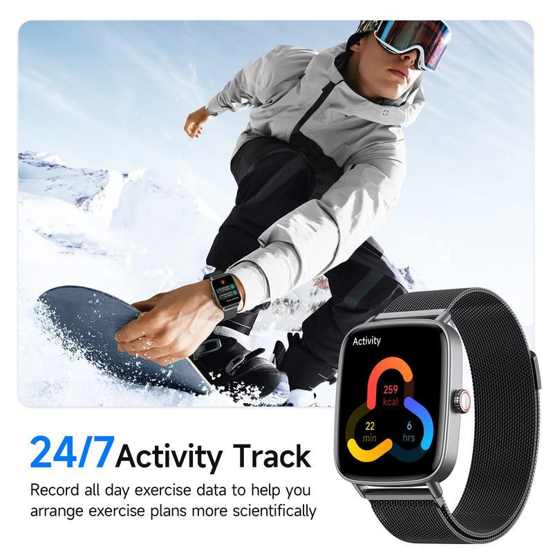 Smart Watch for Women, 1.85" HD Smartwatch Compatible iPhone/Samsung/Android (Answer/Make Calls), 100+ Sport Modes Fitness Tracker with Heart Rate/Sleep/SpO2 Monitor, IP68 Waterproof, Metal Band