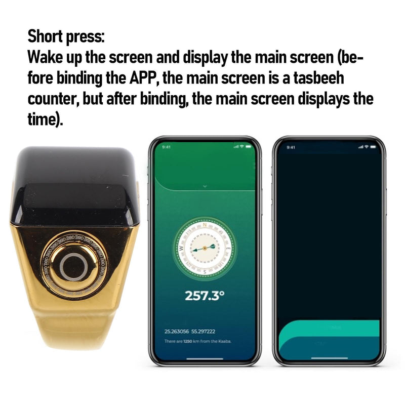 Smart Tasbih Counter Smart Rings, Made of Zinc Alloy 40mAh Battery Supports Up to 9999 Counts APP Support for Men and Women of All Ages 20mm