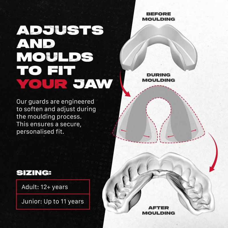SAFEJAWZ Mouth Guard, Dual Layer Mouthguard for Adults with Case, Easy Fit Remoldable Mouthpiece for Football, Boxing, Lacrosse, MMA, Basketball & All Contact Sports (Adult 12+ Years, Viper Red) Adults 12+ Years