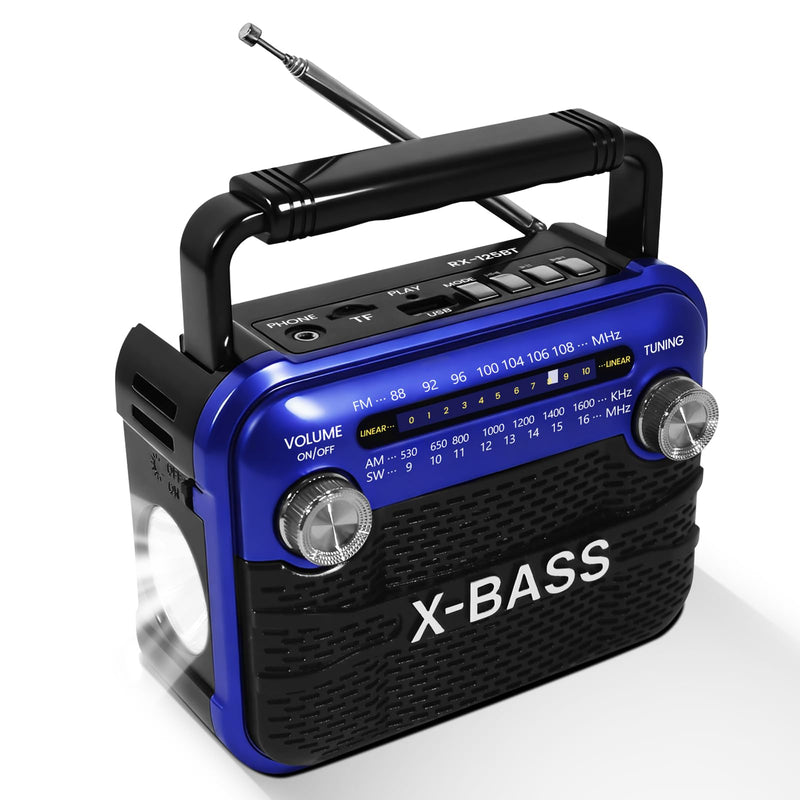 [AUSTRALIA] - Portable AM/FM/SW Shortwave Radio with Bluetooth 5.0,Support USB/TF Player,D Battery Operated/USB Charge,Digital Tuner & Earphone Jack,Emergency Flashligh, Perfect for Gifts/Elderly/Home 
