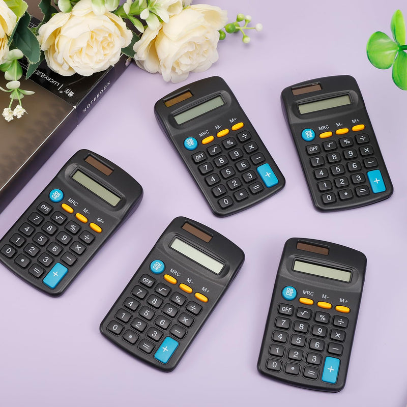 24 Pack Pocket Calculator, Dual Power Basic Calculator, Black | 8 Digit Display Mini Calculator, Solar Battery Desktop Calculators, Pocket Size Basic Calculators for Home Office