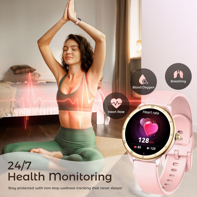 Smart Watches for Women 1.27" HD Roman Dial Sports Watches IP68 Waterproof | Activity Trackers with Heart Rate Sleep Monitor Smartwatch for iPhone Android Fitness Tracker Reloj Inteligente para Mujer Steel