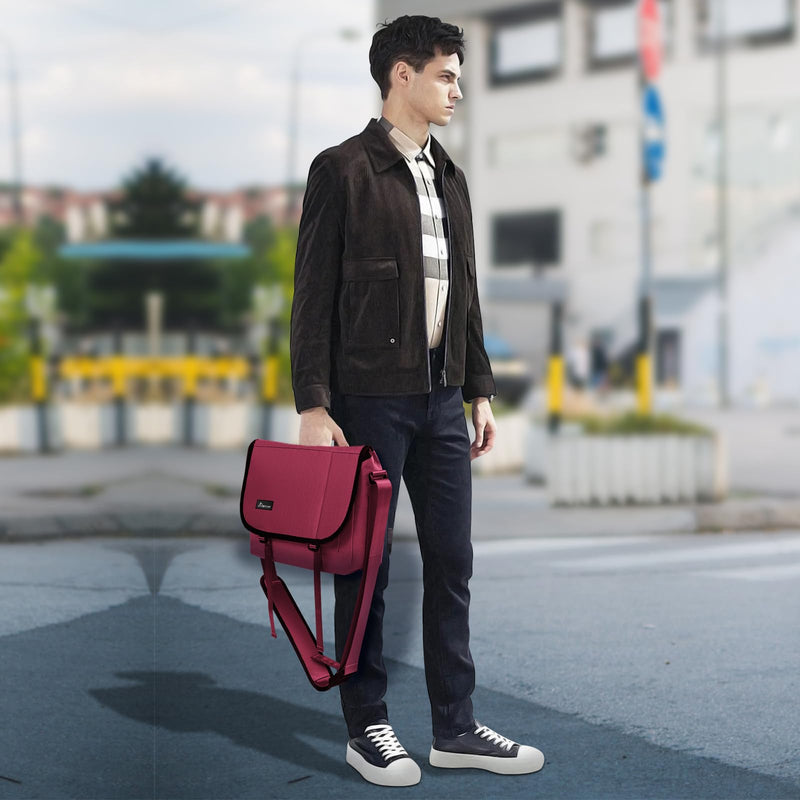 SIMTOP Messenger Bag Crossbody Shoulder Bag for Commuters and Travelers Water Resistant Scratch and Wear Cordura YKK Zipper Red