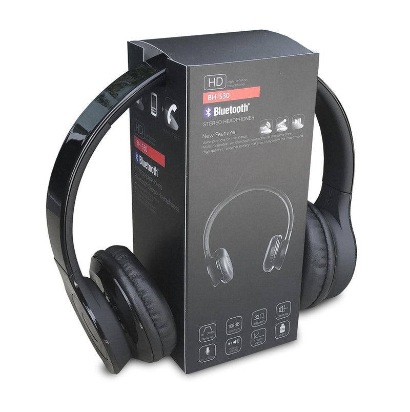 BH-530-B Bluetooth Headphone with Soft Fit Ear Covers, Built-In Microphone, Black