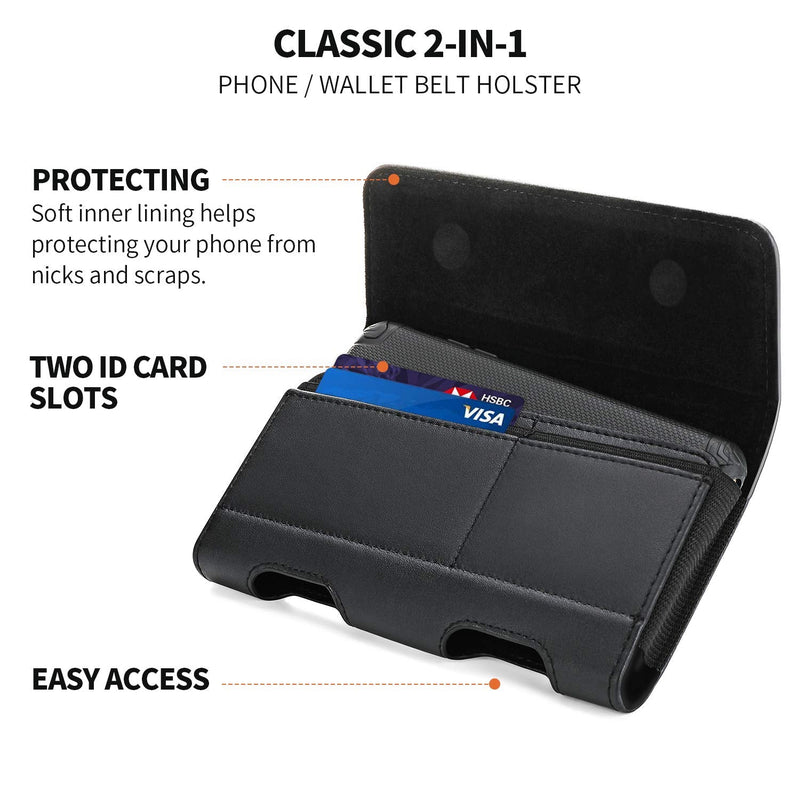BECPLT Galaxy S24 Ultra S23 Ultra S22 Ultra 5G Note 20 Ultra 5G Note 10+ Plus 5G Holster Black Leather Carrying Cell Phone Holder Belt Clip Holster Case Pouch for Galaxy A14 5G S21 Ultra 5G Note 20 9 XL (6.85" x 3.6" x 0.75") Black-Leather