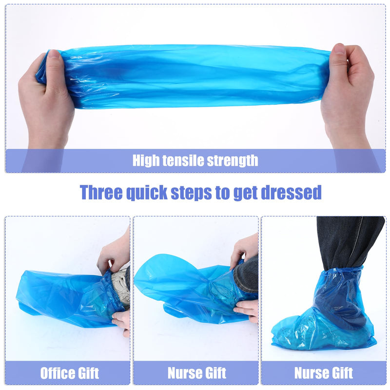 10 Pairs of Children's Rain Shoe Covers with Elastic Band, 30 x 28 cm Disposable Boot Covers for Outdoor Camping, Transparent Overshoes, Waterproof, Non-Slip for Children, Blue