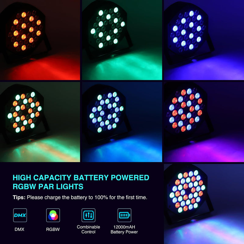 Rechargeable Par Can Lights 1 Pack Wireless Led Uplights Battery Powered Uplighting RGB 36W Stage Lighting for Events Dj Wedding Party Litake