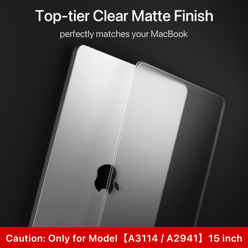 Invisible Armor for MacBook Air 15 inch Case 2023 2024 New M3 M2 [Same as Bare Device] [Scientific Slim] Protective Hard Shell Translucent Cover for Laptop Model A3114 A2941 - Matte Clear