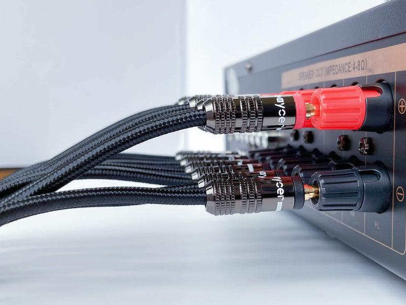 10Feet Speaker Cable with Banana Plugs,14 Gauge Oxygen-Free-Copper (OFC) Speaker Wire（10FT/One Cable） 10FT/3M, One Cable