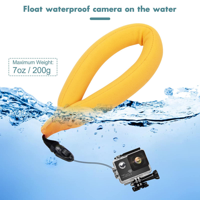 4Pcs Waterproof Camera Float Strap, Universal Floating Strap, Waterproof Camera Float Foam Strap for Underwater Camera Yellow