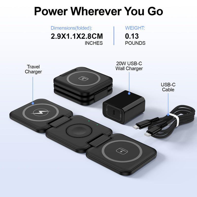 Wireless Charger for Samsung, 3 in 1 Charging Station Travel Charger | for Samsung Galaxy S26 Ultra/S25 FE/S24/S23, Protable Charger for Samsung Galaxy Watch 9/Ultra2/8 Classic/7/FE, Galaxy Buds 4 Black