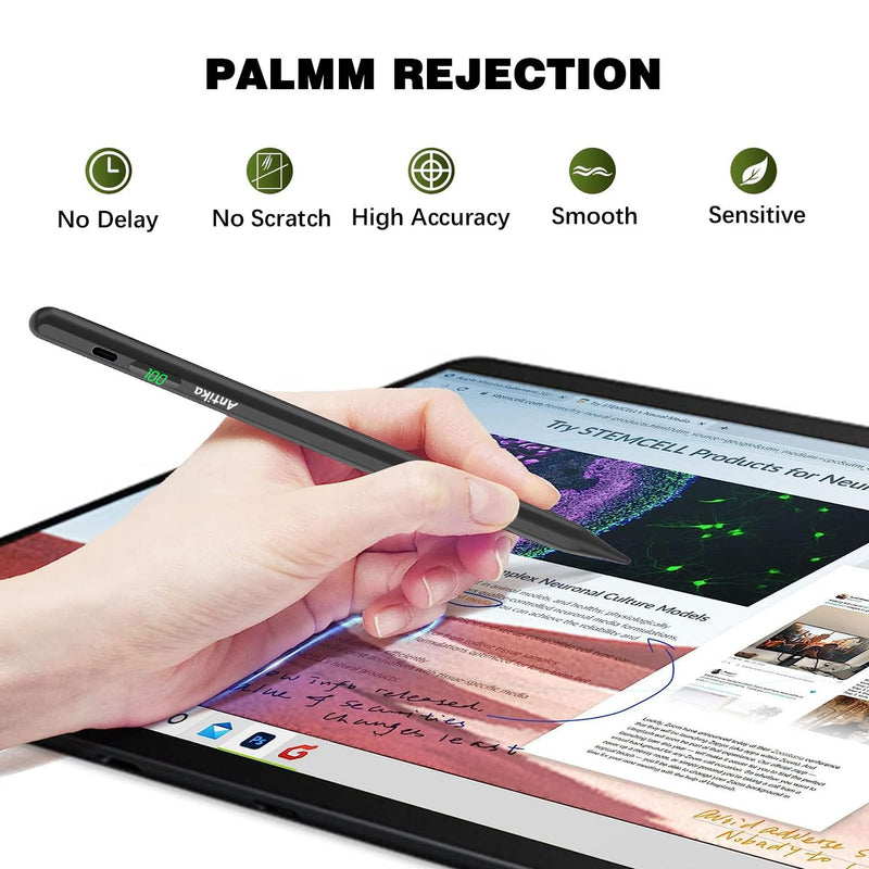 Stylus Pen for iPad Digital iPad Pencil 2NDGen 10 Hour Constant Writing Tilt Sensitivity Palm Rejection Magnetic Pen for iPad Air 3/4/5, iPad Mini 5/6, iPad 6-10 Gen, iPad Pro 11 (Black) Black