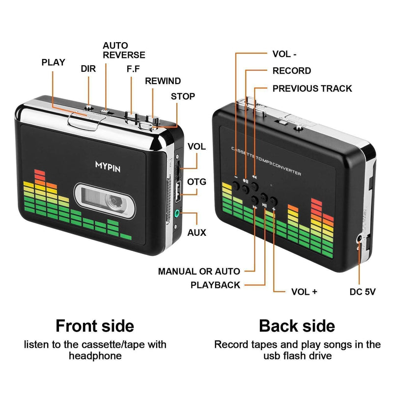 Cassette to MP3 Converter, Portable Cassette Recorder Player, Audio Music Cassette Tape to Digital Converter Player with Earphone and 32GB USB Flash Drive