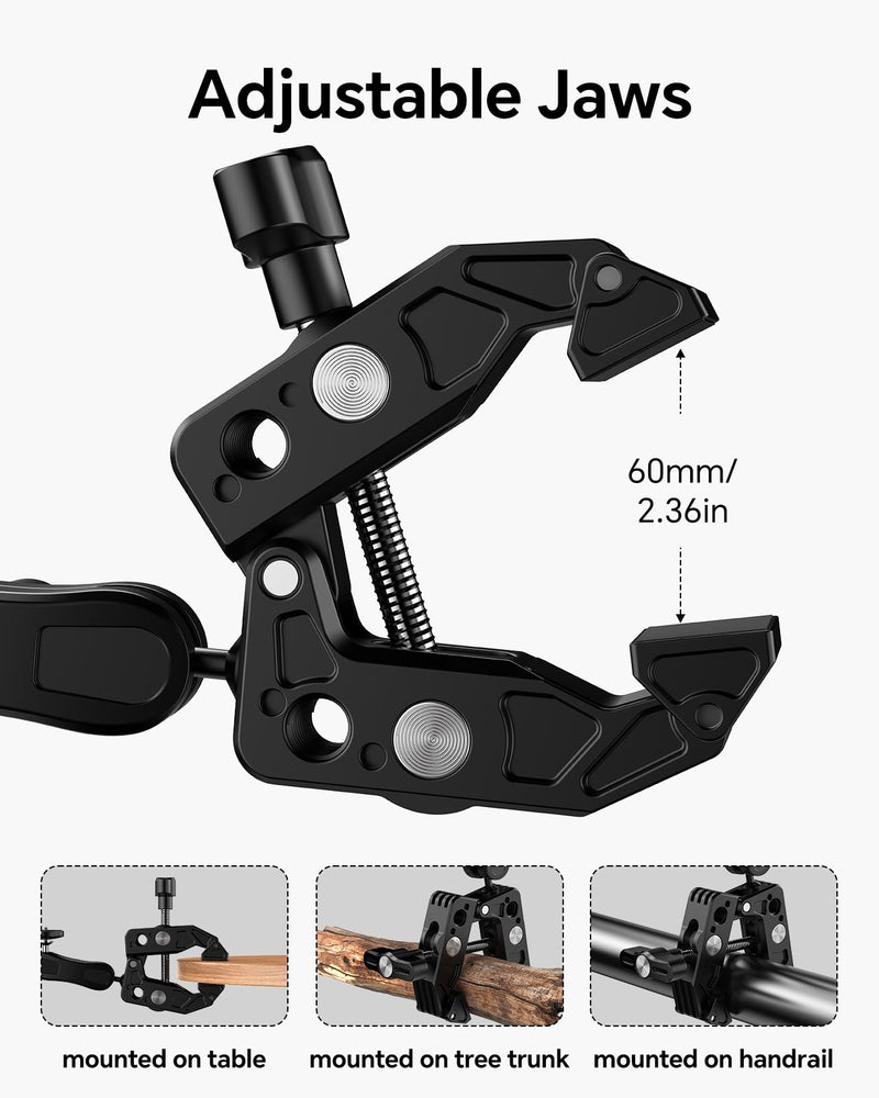 BOBLOV Multifunctional Crab Claw Clip, for Sports Cameras, Mobile Phones, Photography， Metal Strong Clip, Outdoor Expansion Universal, Additional Universal Adapter