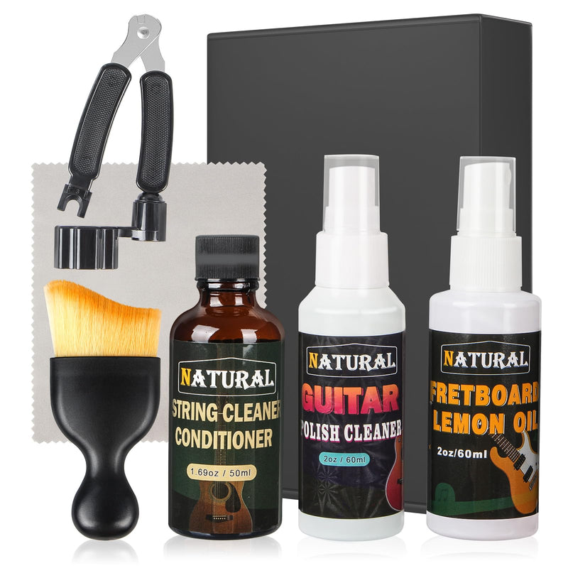 [AUSTRALIA] - 6Pcs Guitar Cleaning Kit - Includes Guitar Polish, Fretboard Oil, String Cleaner, String Winder, Brush, Cleaning Cloth, Guitar Maintenance Kit, for Violin, Piano, Bass, Guitar Players 6 