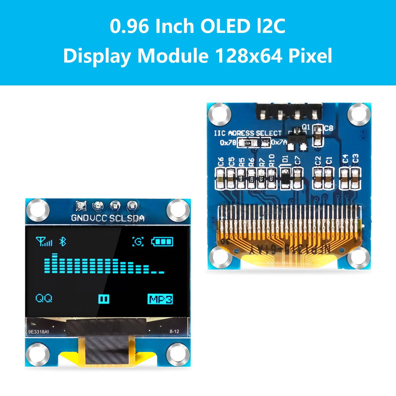 QIQIAZI 0.96 Inch OLED Display I2C Module, 3 Pieces I2C Display Module 128 x 64 Pixel I2C Screen Display Module Compatible with Arduino and Raspberry Pi (Blue)