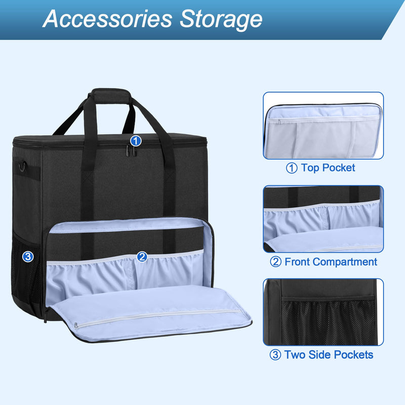 CURMIO PC Carrying Case, Desktop Travel Bag for Full Computer Tower, Black | Computer Desktop Tower Case with Shoulder Straps Fit ATX/M-ATX Motherboards, Keyboard, Mouse, Cables & Earphones