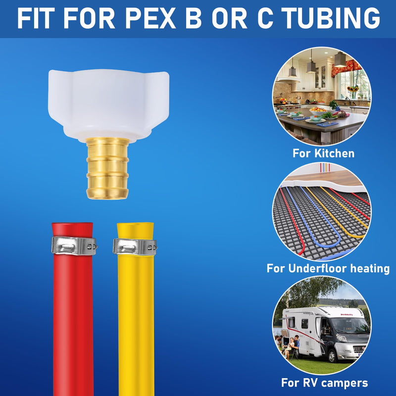 [AUSTRALIA] - Pex 1/2" Pex x 1/2" Female NPT Swivel Adapter Barb Crimp Brass Fittings,PEX 1/2inch NPT Female Threaded Swivel Adapter NPSM Brass Crimp Fittings,for PEX Tubes(6PCS 1/2" Straight) 6PCS 1/2" Straight 