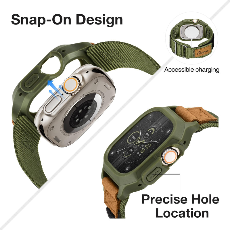 Bundle of the Rugged Nylon Velcro Apple Watch Band (Black/Army green)