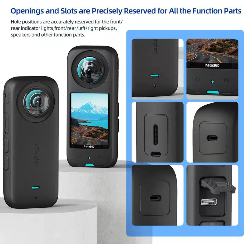Sticky Lens Guard Set Silicone Case Screen Protector for Insta360 X3 X 3 Accessories Kit Anti-scratch Tempered Glass Protective Film Soft Bag Sleeve Cover