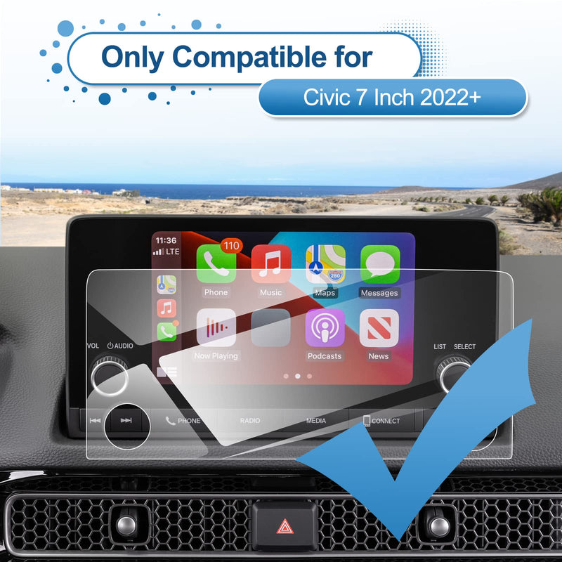 2022 2023 2024 Civic Screen Protector for Honda Civic (Sport/LX/EX/EX-L) 7-inch Touch Screen, 2022 2023 Civic Tempered Glass 2024 Civic Navigation Accessories HD Transparent Protective Film