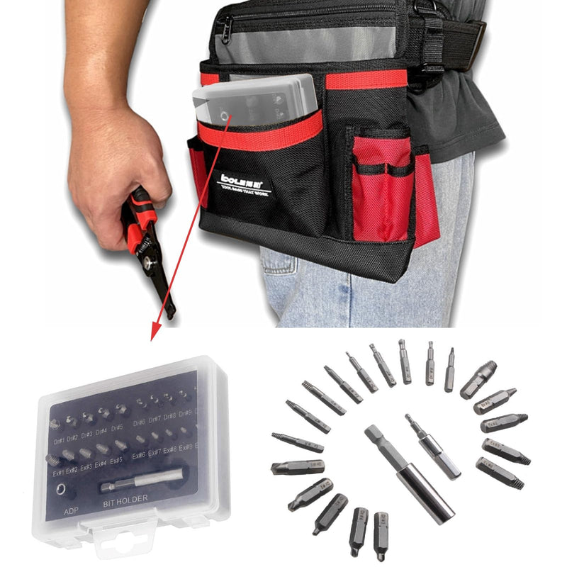 [AUSTRALIA] - Xiciki Screw Extractor Set for Damaged Screws 2-12 mm Left Extractor Set with Drills, Extractors, Bit Extension Set of 22 