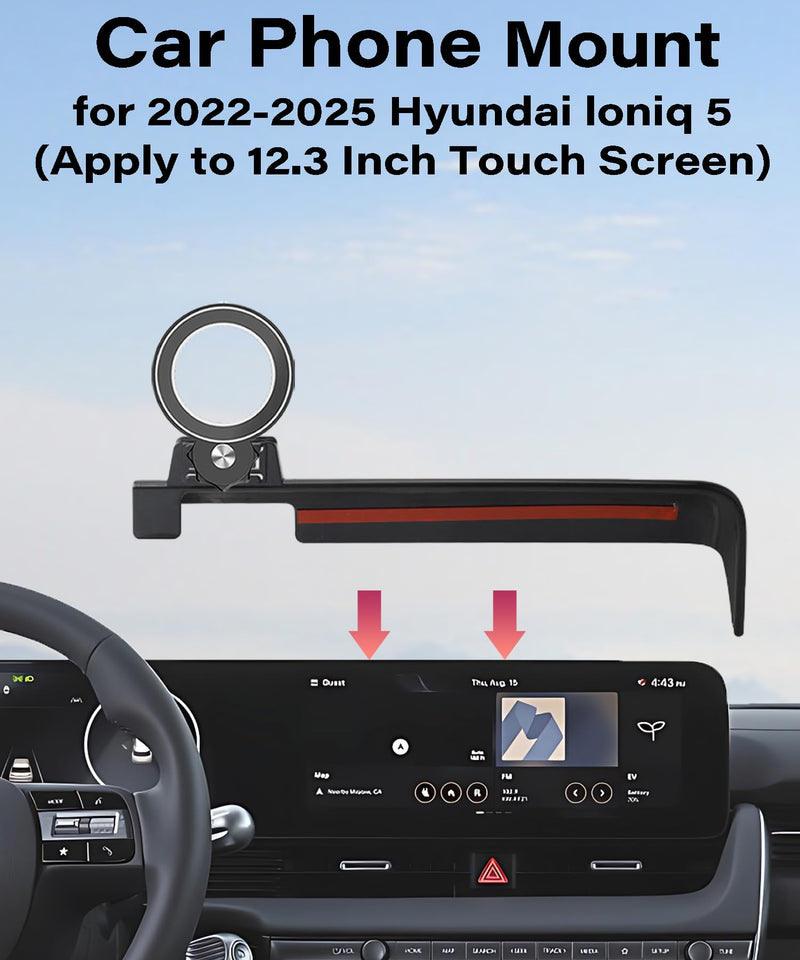 Car Phone Holder for 2022 2023 2024 2025 Hyundai loniq 5 Accessories | Apply to 12.3 Inch Touch Screen Fixed Clip-on MagSafe Strong Magnetic Cell Phone Mount Hands-Free 360° Rotatable for 2022-2025 Hyundai loniq 5 (12.3 Inch Screen)